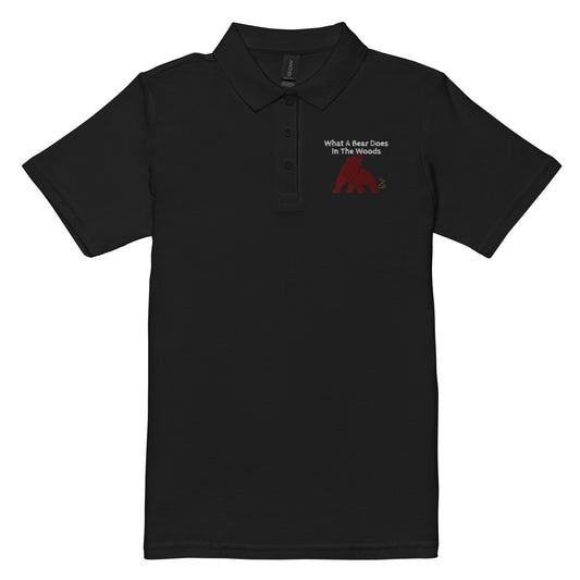 WHAT A BEAR DOES IN THE WOODS Women’s pique polo shirt